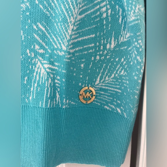 Michael Kors Palm Print Short Sleeve Sweater - Picture 4 of 5